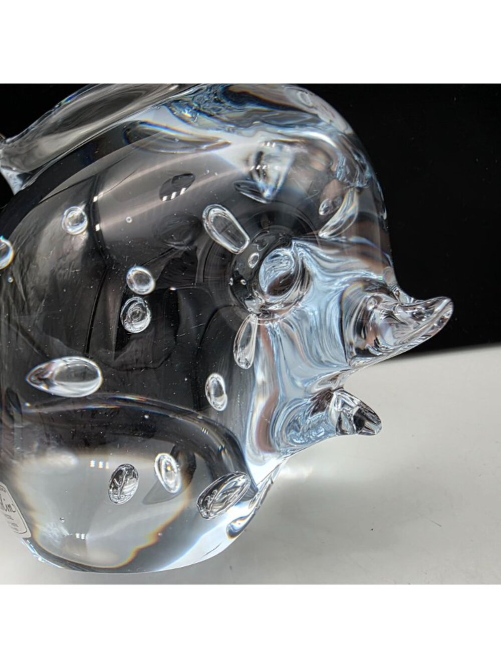 Signed Marcolin Sweden Art Glass Paperweight Fish Figure Bubbles 4.75" Tall - Picture 12 of 12